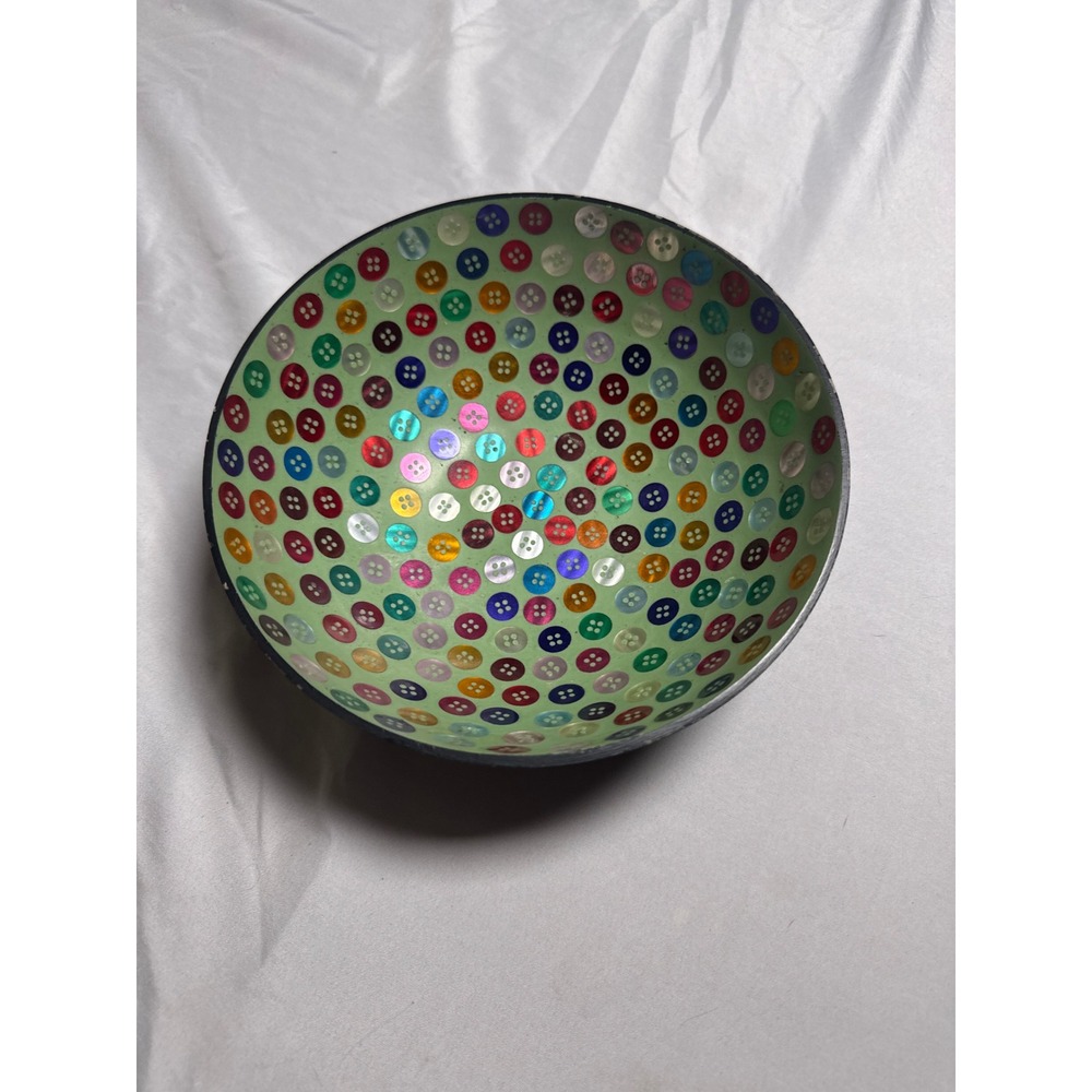 Decorative Button Bowl Green Excellent Button Inlay Art